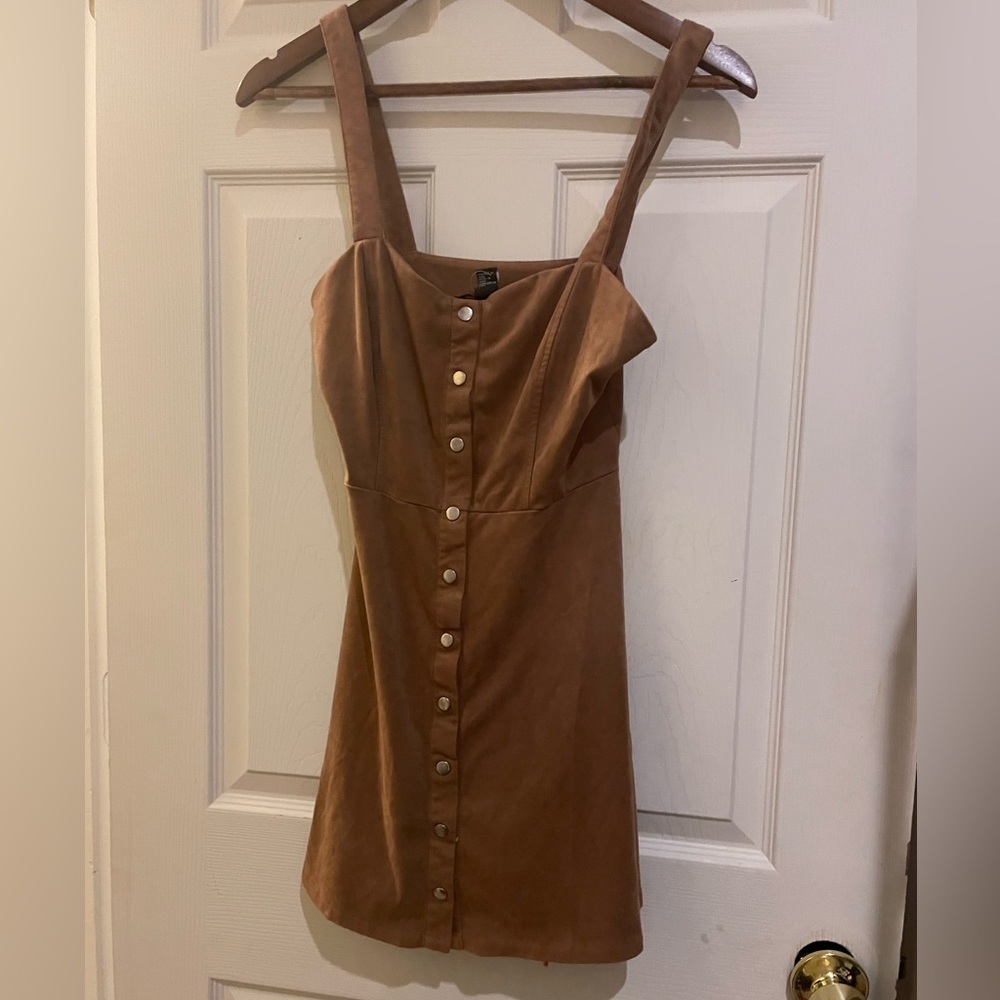 Girls forever, 21 contemporary brown strap, mini dress button-down-small petite